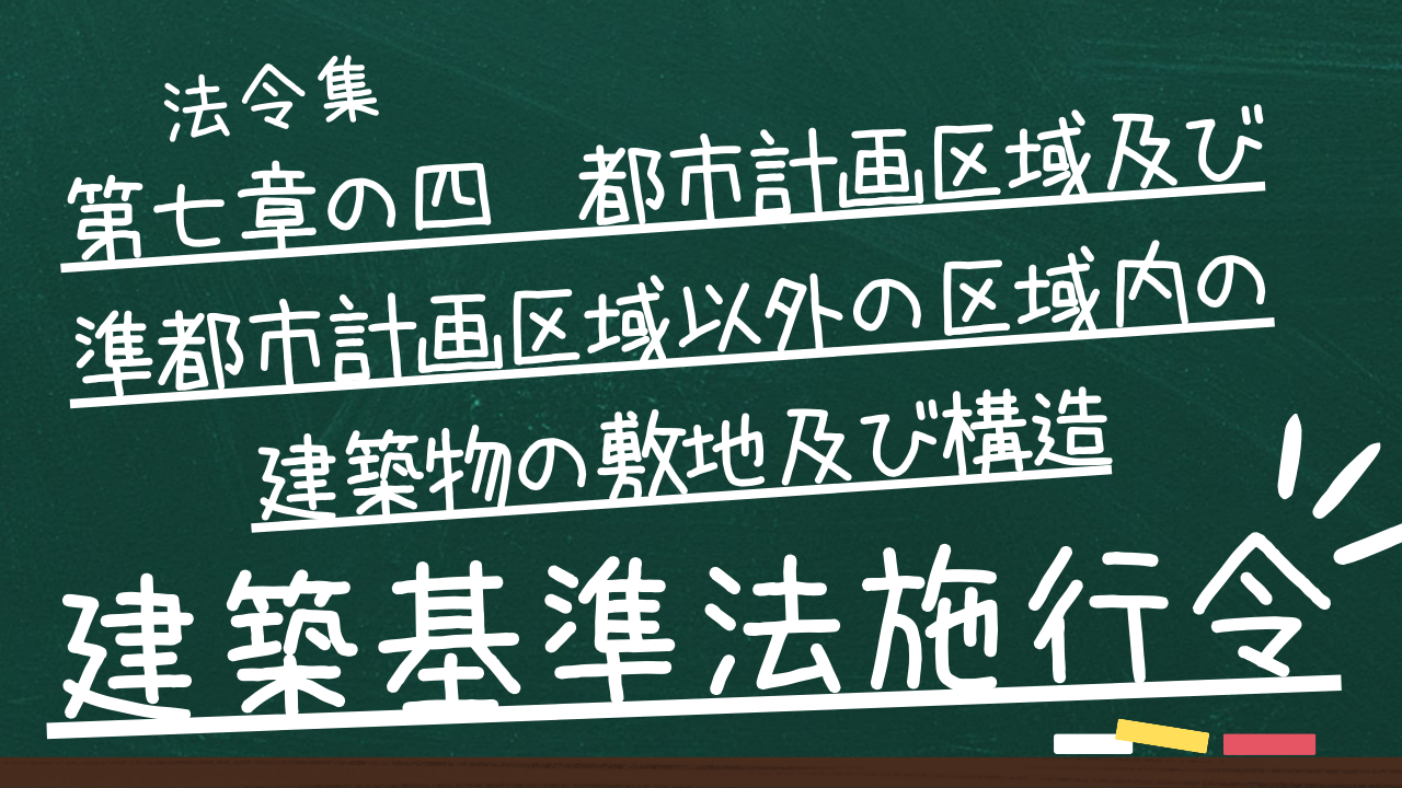 建築基準法施行令　第七章の四　都市計画区域及び準都市計画区域以外の区域内の建築物の敷地及び構造